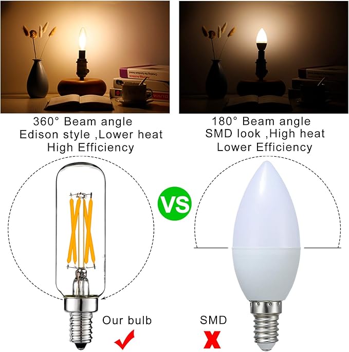 LiteHistory LED Bulb Dimmable 6W Equal Warm White 2700K T6 T25 E12 Candelabra Bulb 60 watt for Chandeliers,Ceiling Fan,Pendant,Wall sconces AC120V 600LM e12 Light Bulb 6Pack