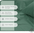 Linen Home 100% Cotton Percale Sheets Twin Size, Frosty Green, Deep Pocket, 3 Pieces Set - 1 Flat, 1 Deep Pocket Fitted Sheet and 1 Pillowcase, Crisp Cool and Strong Bed Linen