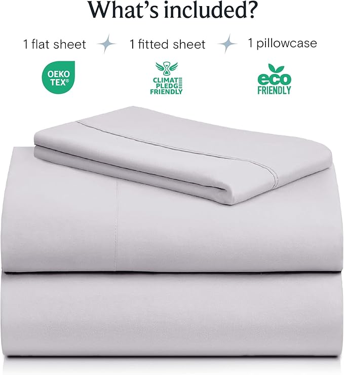 LuxClub 3 PC Sheet Set Bed Sheets Deep Pockets 16" Eco Friendly Wrinkle Free Cooling Machine Washable Hotel Bedding Silky Soft - Dove Gray Twin XL