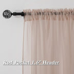 HUTO Blush Pink Sheer Curtains 63 inches Long for Bedroom Top Rod Pocket Sheer Window Panels Curtains for Nursery Living Room 52 by 63 Inch Length Set of 2