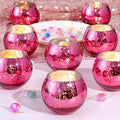 LAMORGIFT 12 Pcs Hot Pink Candle Holders for Barbie Birthday Party Decorations- Summer Bridal Shower Decorations, Votive Candle Holders for Wedding, Pink Candle Centerpieces for Disco, Cowgirl Party