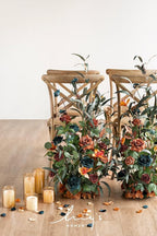Ling's Moment 41" Tall Fall Free Standing Artificial Flowers Arrangements 2 pcs Wedding Arch Altar Stage Decorations Teal Burnt Orange For Ceremony Reception Church Backdrop Outdoor Aisle Floral Party