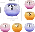 Tealight Candle Holder Set of 6, Grandient Mosaic Candle Holders Stained Glass Votive Candle Holder, Colorful Disco Ball Tealight Holder for Birthday Party, Weding Centerpieces, Home Decor