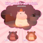Cute Hippo Gifts for Kids,Pink Hippo Night Light, Dimmable Silicone Animal Nursery Night Light, Adorable Rechargeable Squishy Touch Lamp, Hippopotamus Gifts for Boys Girl Baby Room Decor