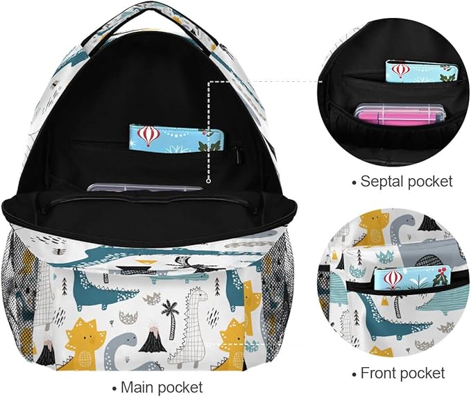 Custom Children's Name School Backpack Personalized Schoolbag Dino in Scandinavian StyleTravel Bag for Teens Girls Boys