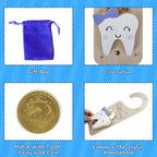 Tooth Fairy Door Hanger, Wooden Tooth Fairy Money Holder with Tooth Coins for Lost Tooth Kids Gifts (Purple)