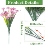 20 Bundles Artificial Flowers, Outdoor Indoor UV Resistant Fake Flowers No Fade Faux Plastic Plants Garden Porch Window Box Decoration