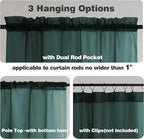 Chyhomenyc Hunter Green Sheer Curtains 36 inch Length 2 Panels, Light Filtering Voile Rod Pocket Short Window Curtians for Bathroom Living Room Farmhouse Small Windows, 42Wx36L inches