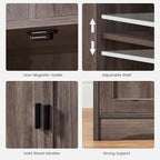 Iwell Storage Cabinet with Adjustable Shelf, Bathroom Cabinet with Doors, Cupboard, Kitchen Pantry Cabinet, Floor Cabinet for Living Room, Home Office, Dark Gray