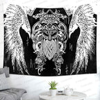 F-FUN SOUL Vikings Tapestries Norse Warriors Tapestry 80x60inches Scandinavian Tapestry Twins Ravens Nordic Viking Odin Wall Hanging Tapestries for Living Room Bedroom Viking Decor GTLSFS411