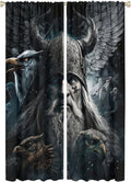 Fantasy Norse Viking Curtains,Cool Gothic Vintage Vikings Mystical Symbol Eagle Window Drapes Thermal Insulated Rod Pocket Blackout Drapes for Bedroom 2 Panels 63L x 21W
