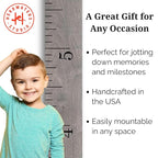 HEADWATERS STUDIO Wooden Growth Chart for Wall-Kids Sizing Chart, Height Measurement for Wall, Kids Height Wall Chart, Kids Height Ruler, Height Growth Chart for Kids - Love Grows Here Gray (63"x6.7")