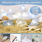 Impress Life Ocean Decor String Lights, Sea Glass Festive Beach Themed 10 ft 40 LEDs Battery&USB Cord Operated Decorative Lights with Remote Timer for Tent Wedding Nursery Bedroom Party Ornament