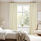 Cream Blackout Curtains 96 Inches Long for Living Room, Thermal Double Sided Linen Pleated Viral Drapes with Hooks 2 Panel Sets, Energy Efficient Curtains Buttermilk for Nursery,52x96 Inch 8 FT Tall