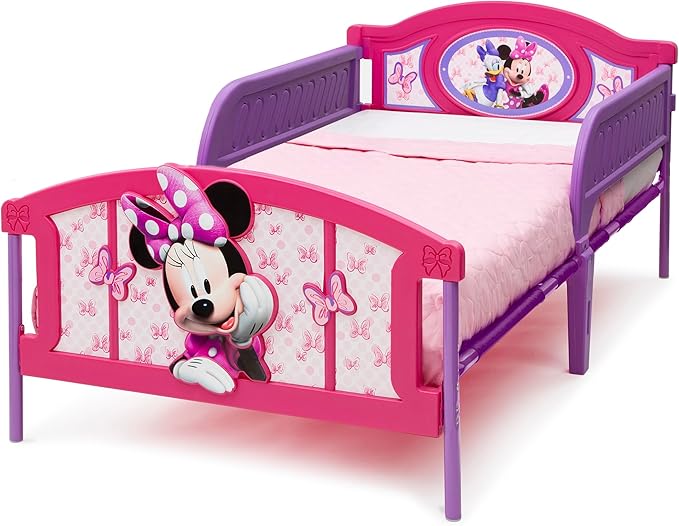 Delta Children Plastic 3D-Footboard Twin Bed, Disney Minnie Mouse Snooze 6 inch Memory Foam Twin Mattress (Bundle)