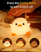 Amaredom DoDo Duck Night Light, Cute Duck Lamp, Silicone Dimmable Nursery Nightlight, Rechargeable LED Bedside Lamp with 20 Minutes Timer & Tap Control Baby Girls Women Bedrooms, Living Room