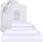 Threadmill Luxury 100% Cotton Queen Bed-Sheets - 800 Thread Count Jacquard Celine Hotel White, Better Than Egyptian Cotton,4 Pc Striped Bed Set, Damask Sheets with 16" Deep Pocket