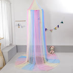 Rainbow Bed Canopy with Lights - Girls Room Bed Netting for Twin, Single, Full, Queen Size Beds - Reading Corners Room Décor