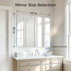 USHOWER 40x30 Inch Large Frameless Bathroom Mirror, Rectangle Wall Vanity Mirror for Bathroom, Bedroom, Entryway, Dining Room, Polished Edge, Tempered Glass