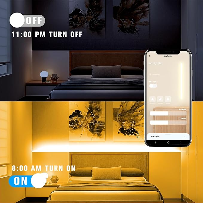 DAYBETTER COB Led Strip Light, Led Light Strips with Remote and App, 16.4 ft 3000K Dimmable Warm White Led COB Light Strip, Indoor COB Led Lights for Bedroom, TV, Mirror, Ceiling, Cabinet, Closet
