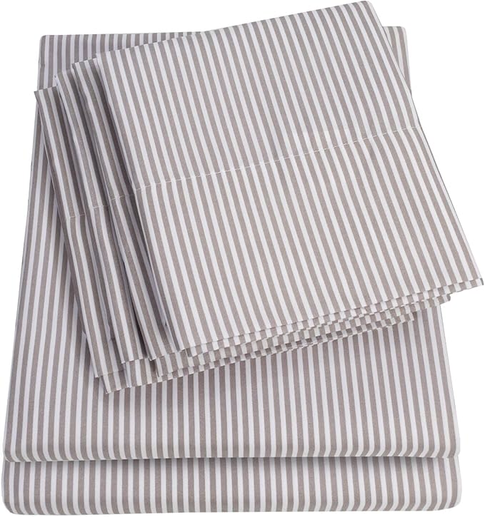 Twin Size Bed Sheets - 4 Piece 1500 Supreme Collection Fine Brushed Microfiber Deep Pocket Twin Sheet Set Bedding - 1 EXTRA PILLOW CASES, GREAT VALUE, Twin, Classic Stripe Gray