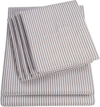 Cal King Size Bed Sheets - 6 Piece 1500 Supreme Deluxe Collection Deep Pocket Ultra Soft California King Sheet Set Bedding - 2 Extra Pillow Cases, California King, Classic Stripe Gray