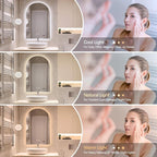 Niccy Arched LED Bathroom Mirror, 40x24 Inch Arch Frameless Backlit Mirrors for Wall Arched Lighted Vanity Mirrors Defogger and 3 Color, Explosion-Proof, HD Glass and IP65 Waterproof