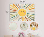 Boho Rectangular Banner Flag Wall Sign Decor Gift for Baby Boy Girl Kids,Nursery Baby Room Above Crib Bedroom Playroom Living Room Wall Decor-Sun Theme-Baby,Shower Birthday Christmas Gift