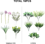 PARTY JOY 18 Bunches Fake Plants Outdoor, Fake Bushes UV Resistant Artificial Flowers Hydrangea Flowers Greenery Shrubs Faux Greenery for Outdoor Garden Patio Front Porch Yard Decor