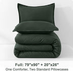 Litanika Forest Green Comforter Full Size, 3 Pieces Lightweight Solid Bedding Set, All Season Fluffy Bed Set (79x90In Comforter & 2 Pillowcases)