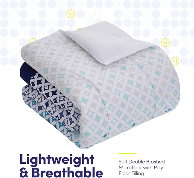 Sweet Home Collection 7 Piece Comforter Set Bag Solid Color All Season Soft Down Alternative Blanket & Luxurious Microfiber Bed Sheets, Genova, King