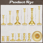 12 Pcs Candlestick Holders Gold Metal Taper Candle Holders Decorative Vintage Modern Table Centerpiece Decorations for Wedding Christmas Anniversary Dinner Party(Gold,Retro Style)
