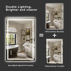 36''x36'' Lighted Mirrors for Bathroom Wall Backlit + Front Lit, Rectangular LED Bathroom Mirror Frameless with Lights Anti Fog, Dimmable, 3 Colors,Tempered Glass, Shatter-Proof