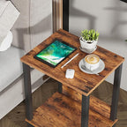 End Table, Side Table, Set of 2, Nightstands with 2-Tier Storage Shelves, Sofa Table for Small Space, Coach Table for Living Room Bedroom, Rustic Brown UTBT101F2
