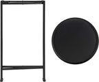 Kate and Laurel Celia Round Metal Foldable Accent Table with Tray Top, Black