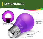 LED Purple Light Bulb, 40W Equivalent LED A15 Bulb, E26 Medium Base Bulb for Halloween, Christmas, Party, Bar, Holiday Lighting, Non-Dimmable, 2 Packs