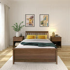 Plank+Beam Solid Wood Full Bed Frame, Platform Bed with Headboard, Walnut