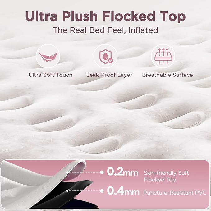 Twin XL Air Mattress with Built-in Pump, 18" Raised Comfort, 80“ Length, 48Hr Leak-Proof Test, Upgraded Honeycomb Pillar Design, Supports 500 lbs, 2-Min Inflation for Home, Guests & Camping