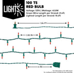 Joiedomi Red Christmas Lights Outdoor,42.8FT Christmas Tree Lights Outside,200(2x100) Count String Lights,Green Wire Xmas Lights for Decorations Indoor Holiday Theme Party Yard House