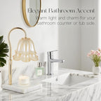 Candle Warmer Lamp with Timer: Flower Candle Warming Lamp with Marble Base Height Adjustable Wax Warmer Dimmable Modern Kitchen Bathroom Decor Mom Birthday Gift for Grandma