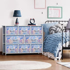 Sorbus Kids Dresser with 8 Drawers - Chest Organizer Unit with Steel Frame Wood Top & Handle, Fabric Bins for Clothes - Wide Furniture for Bedroom Hallway Kids Room Nursery & Closet
