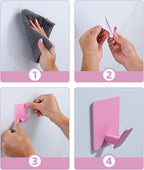 DELITON Cute Kids Wall Hooks & Towel Hooks - Sticky Hooks Light Pink for Hanging Towels, Robe, Coat, Bathroom Decor Organizer