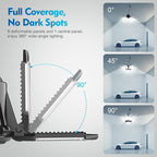 TANBABY 2 Pack Motion Sensor Garage Light, Deformable Garage Lights Ceiling LED Plug in Cord, Plug in Shop Lights with 8+1 Panels Bulb for Basement