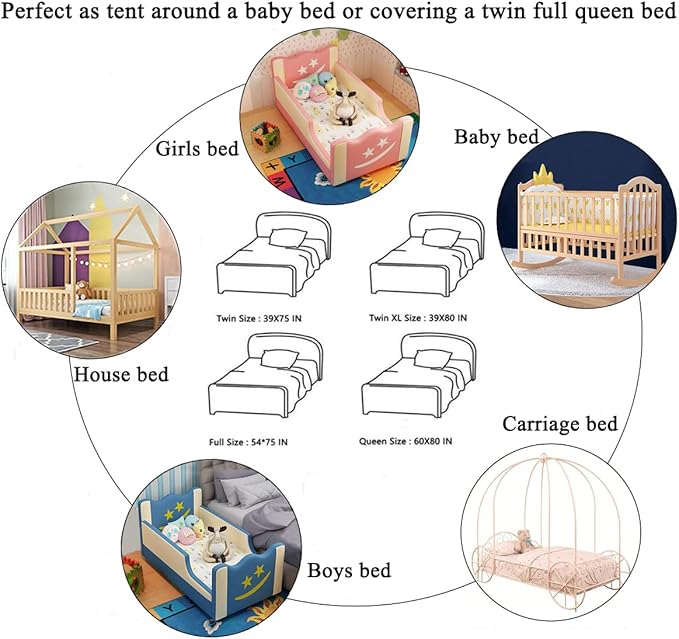 Bed Canopy with Lights for Girls,Gold Star Princess Crib Canopy Curtains,Extra Large Dome Mosquito Net Reading Nook Canopy for Kids Boys Twin Full Queen Size Bed,Fire Retardant Fabric
