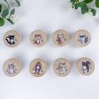 8Pack1.8 Natural Wood Nursery Dresser Cabinet Furniture Knobs Wooden Animal Cabinet Kids Cute Drawer Pulls
