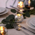 LAMORGIFT Silver Votive Candle Holders Set of 12 - Mercury Glass Votives Candle Holder - Christmas Tealight Candle Holder for Home Decor and Weddings/Parties Table Centerpieces