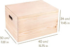 XXL Large Plain Wooden Box Storage with Hinged Lid | 15.8x11.8x9.44 inches (+-0.5) | Handles | Unpainted Gift | Product NOT Intended for 15 Years OR Below
