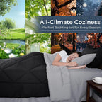 HEVUMYI Twin Comforter Set - 5-Piece All Season Bed in a Bag Twin, Ultra Soft Bedding Set with Comforter, Flat Sheet, Fitted Sheet, Pillowcases, Pillow Shams, Black & Light Grey