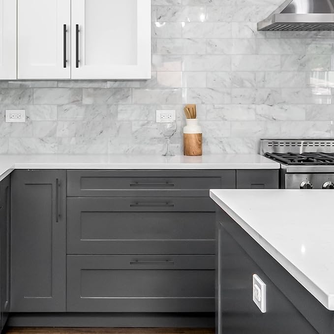 Ravinte Black Cabinet Handles 10 Pack 6-3/10 inch Matte Black Square Cabinet Pulls Kitchen Hardware 8-4/5 inch Overall Length Kitchen Drawer Pulls