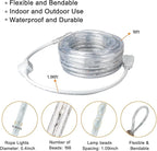 SURNIE LED Rope Lights Outdoor Warm White, Waterproof 18FT Cuttable 3000K Soft Lighting Indoor 110V Flexible Clear Tube for Bedroom Outside Garden Deck Patio Camping Decor, Not Flat Strip